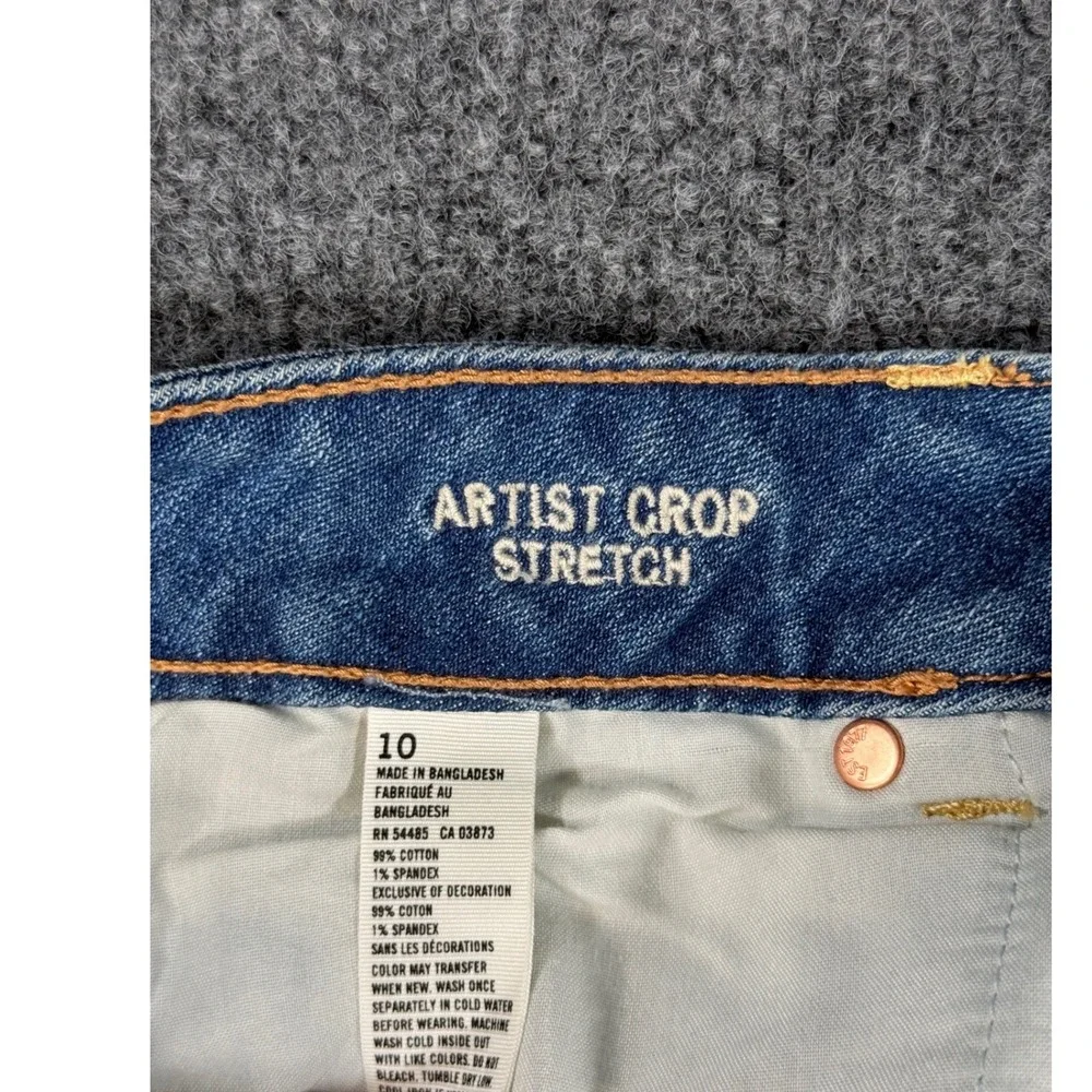 American Eagle Artist Crop Stretch Jeans 10 Medium Wash Mid Rise Cropped Womens